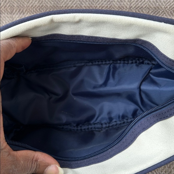 Jean Paul Gaultier Striped Navy and Cream Toiletry Bag. - Picture 9 of 10